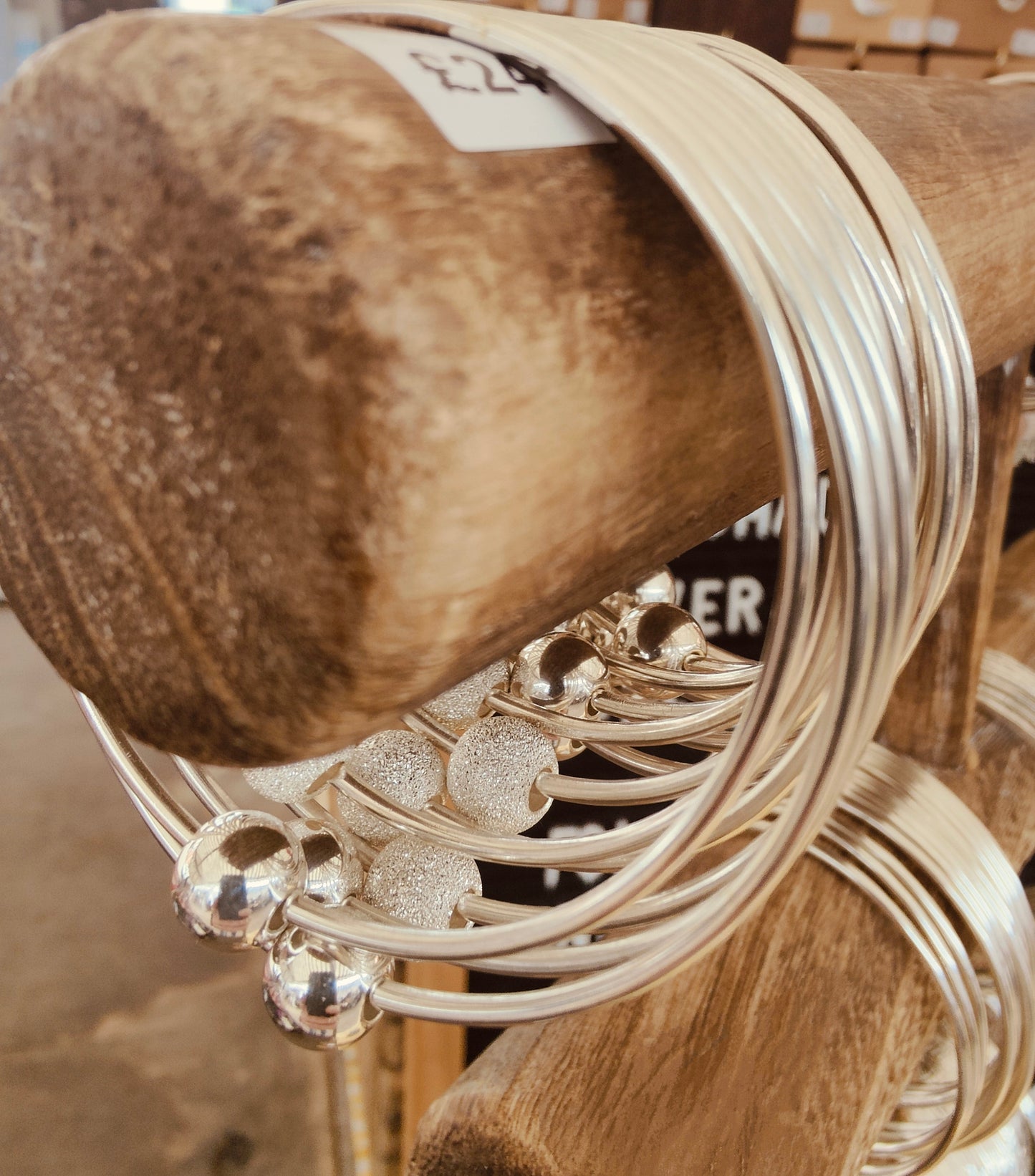 sterling silver bead bangle