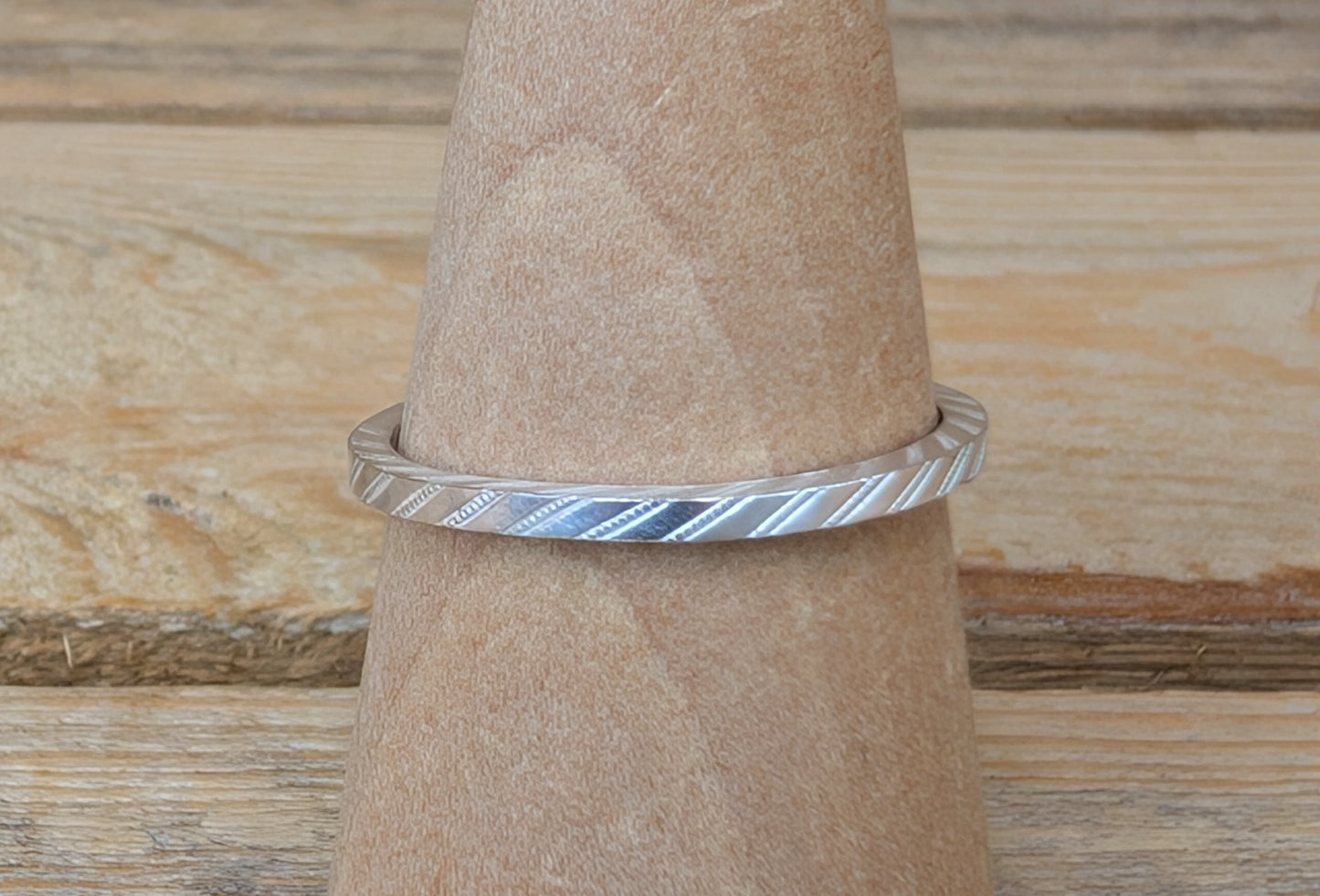sterling silver square patterned stacking ring