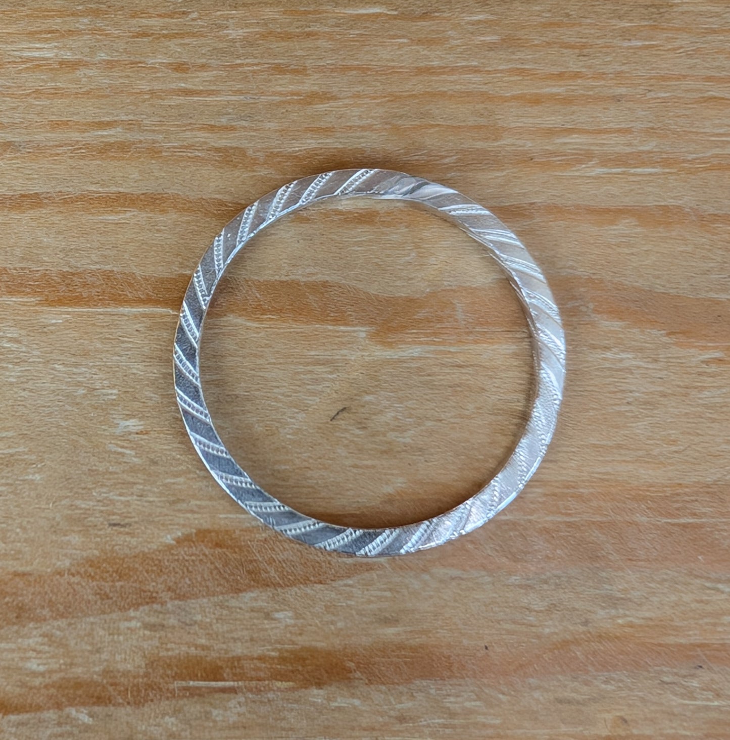 sterling silver square patterned stacking ring