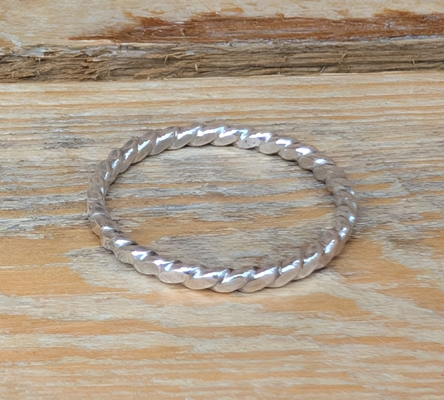 sterling silver flat twist stacking ring