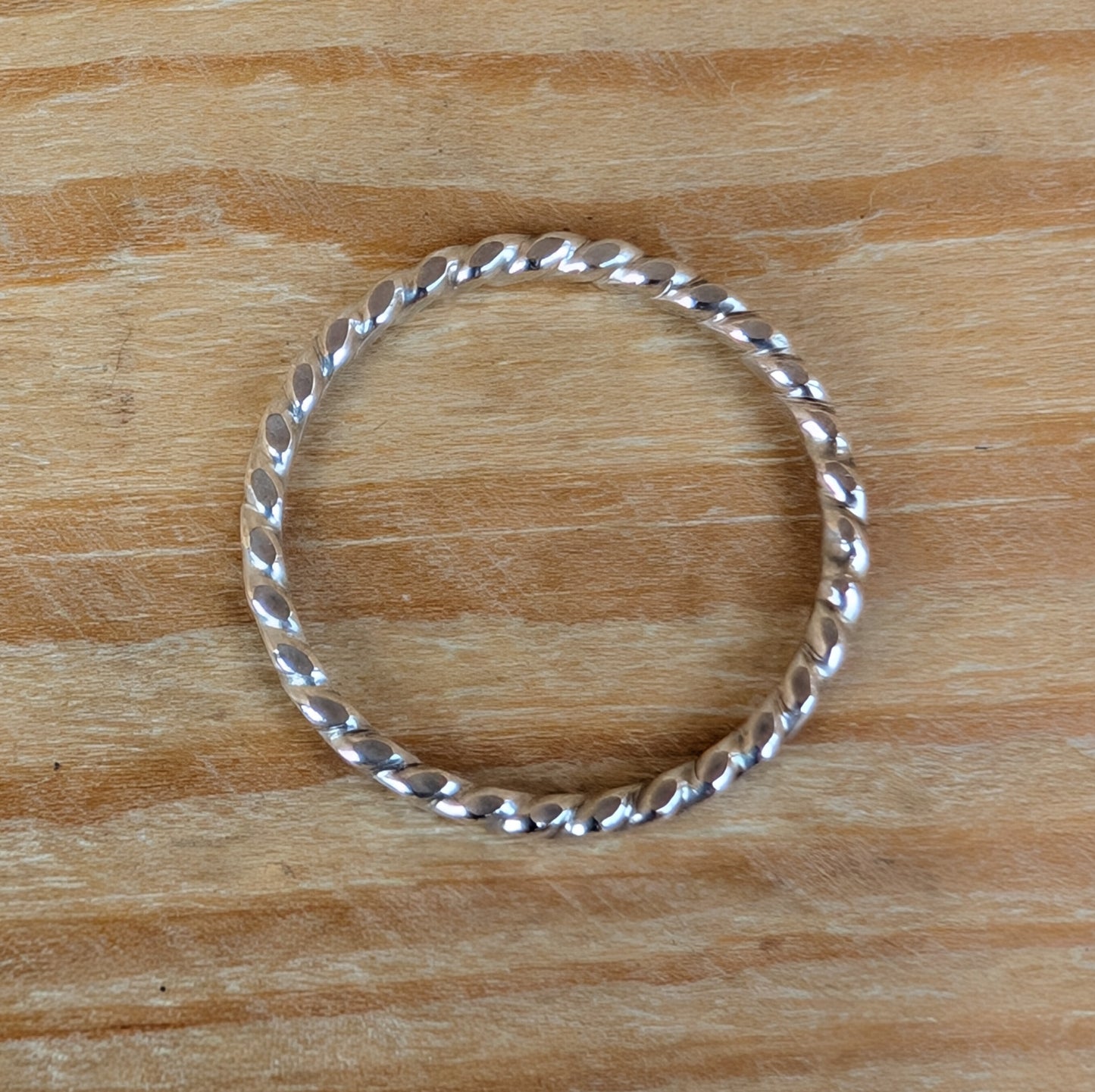 sterling silver flat twist stacking ring