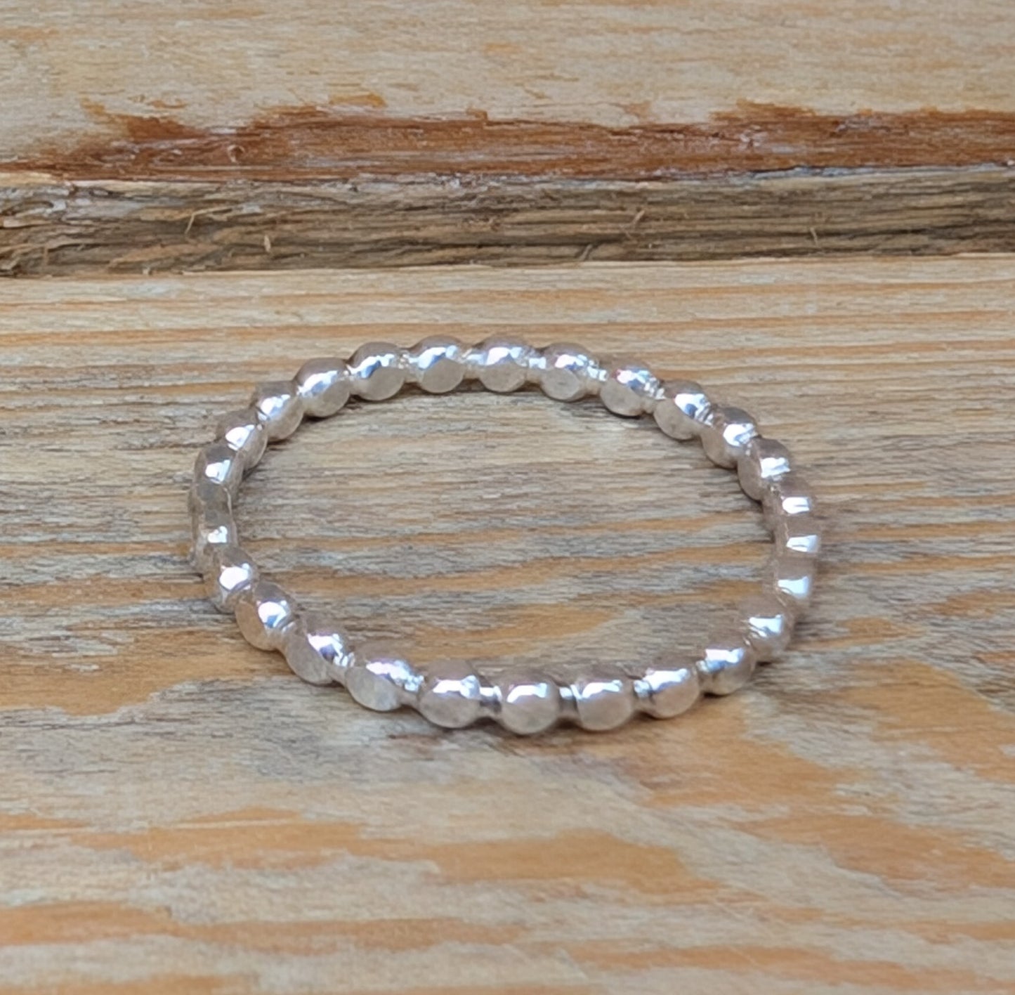 sterling silver flat bead stacking ring