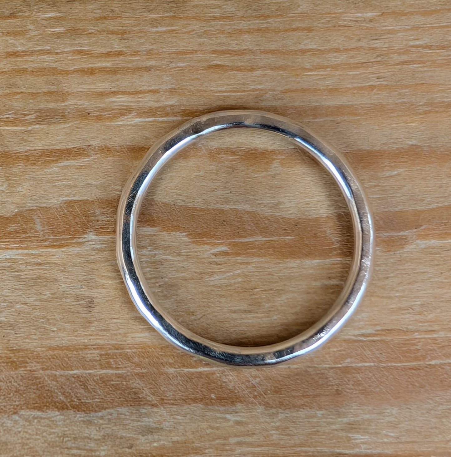 sterling silver flat hammered stacking ring