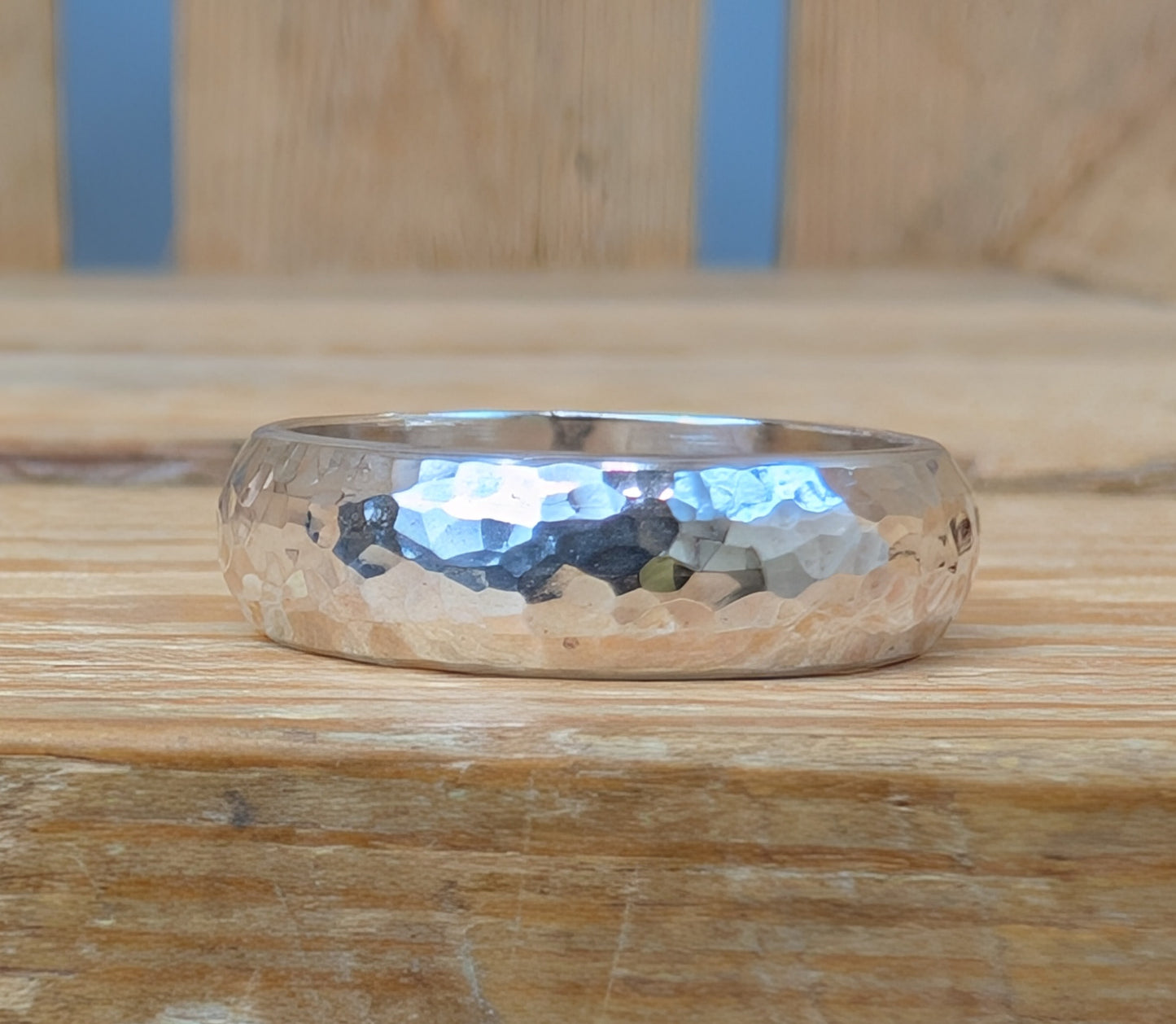 sterling silver 6mm curved hammered band