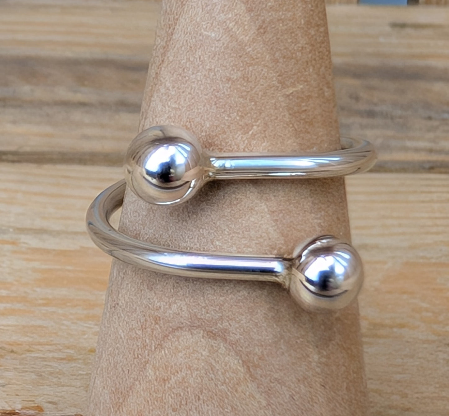 sterling silver adjustable beaded wrap ring