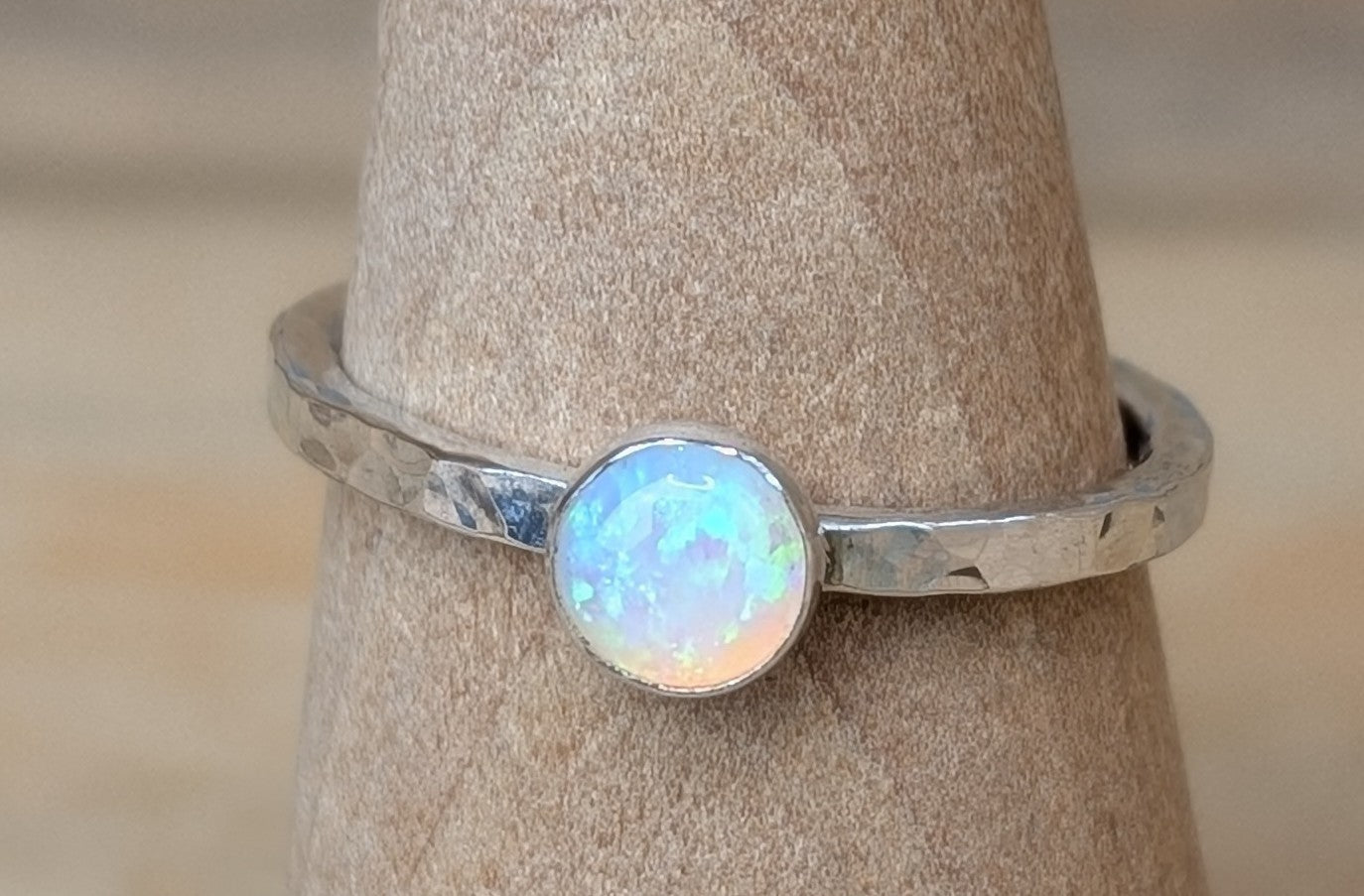 sterling silver opal stacking ring
