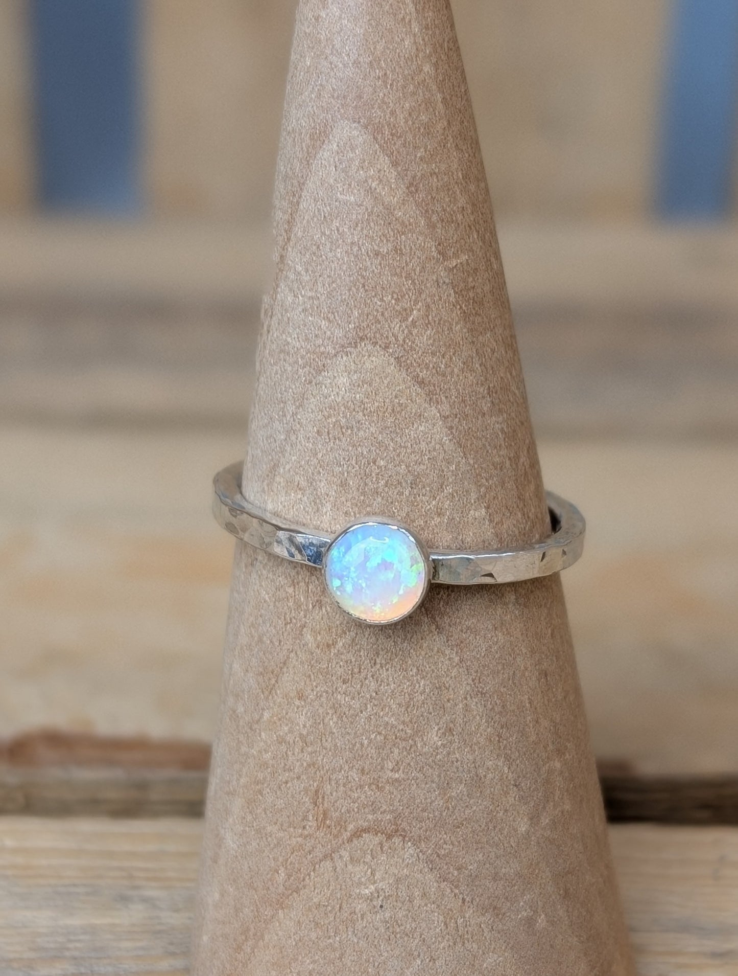 sterling silver opal stacking ring
