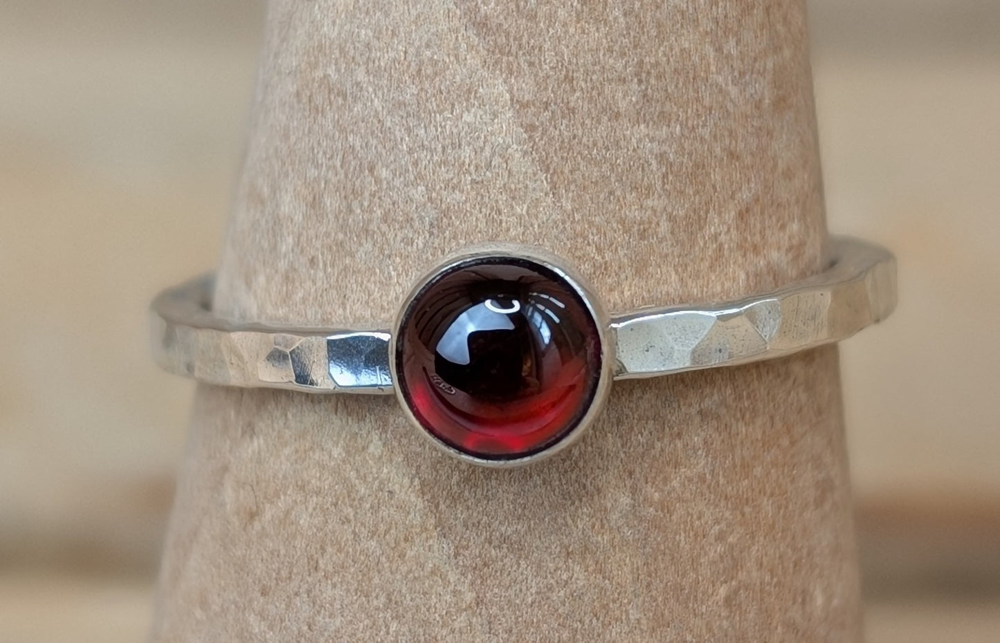 sterling silver garnet stacking ring