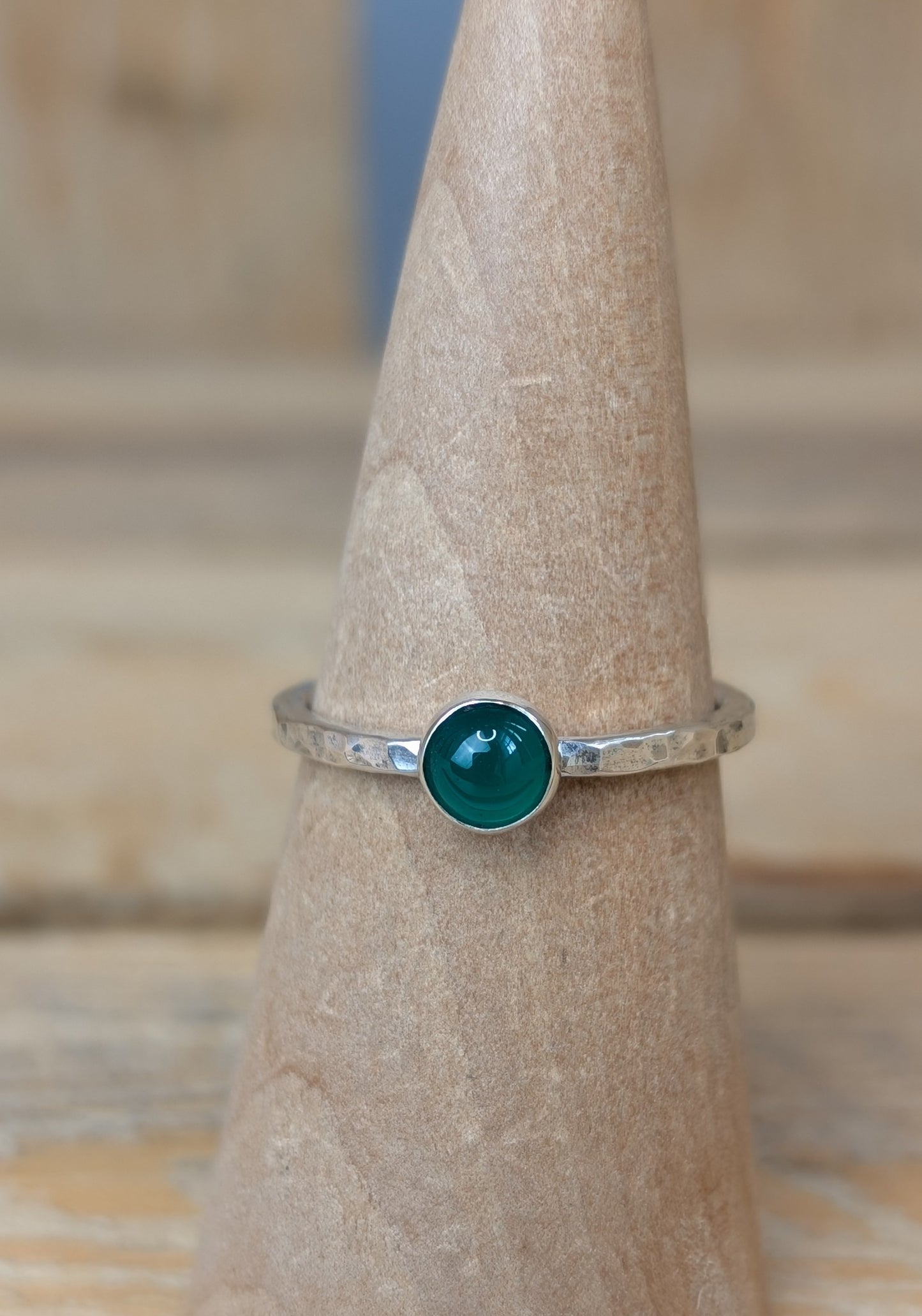 sterling silver green agate stacking ring