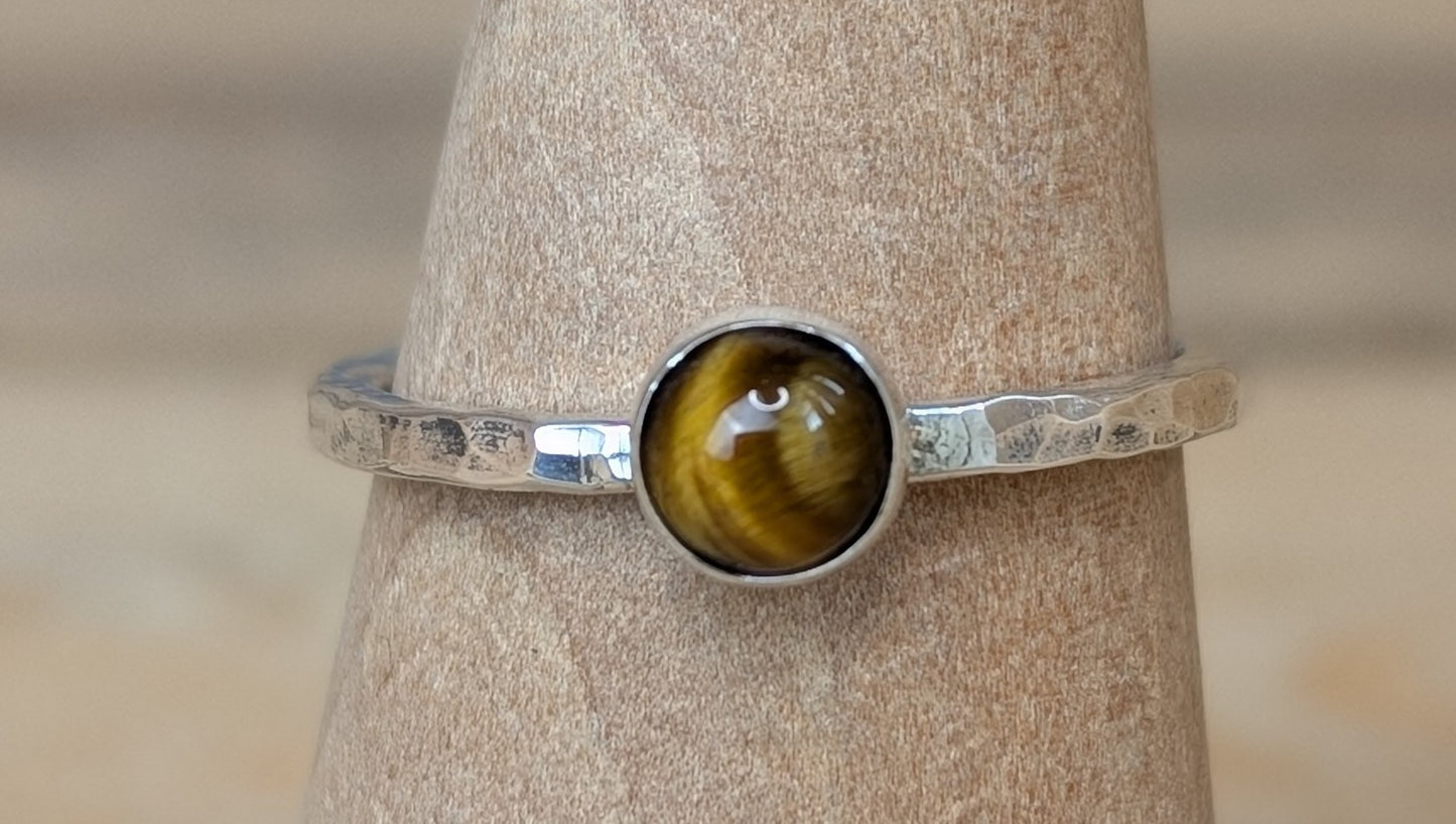 sterling silver tiger's eye stacking ring