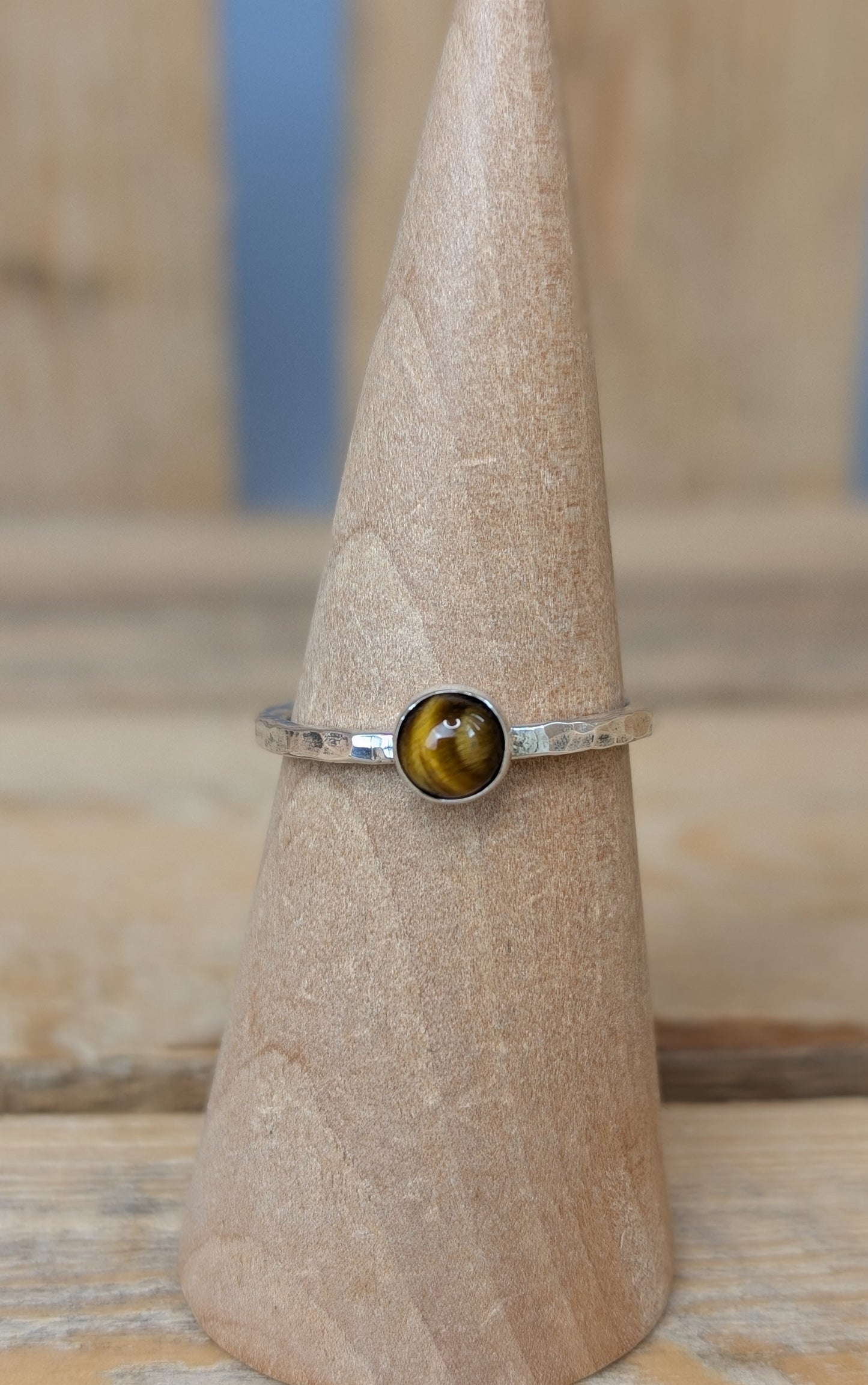 sterling silver tiger's eye stacking ring