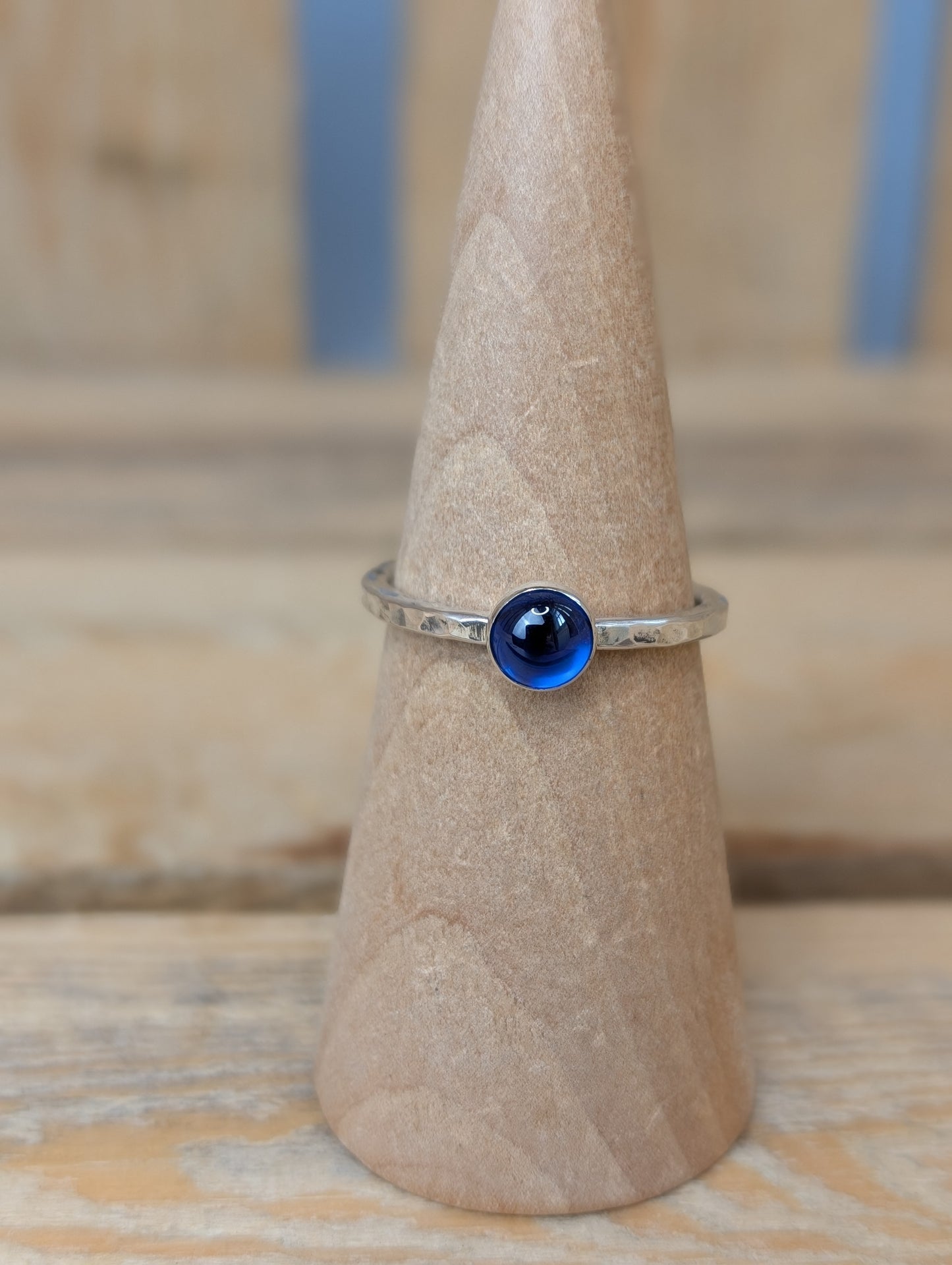sterling silver blue spinel stacking ring