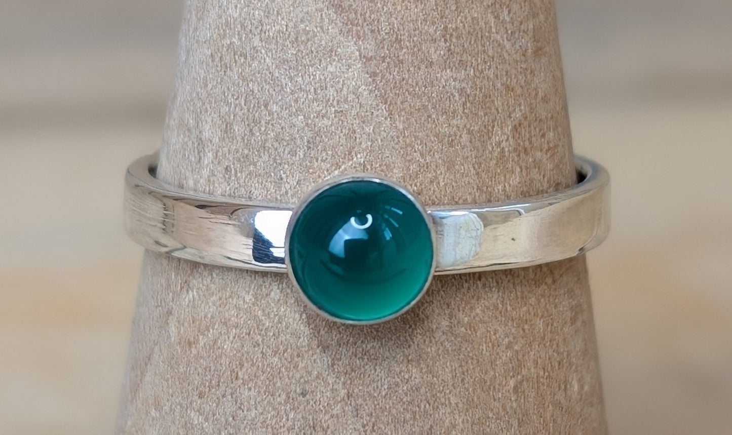 sterling silver green agate stacking ring