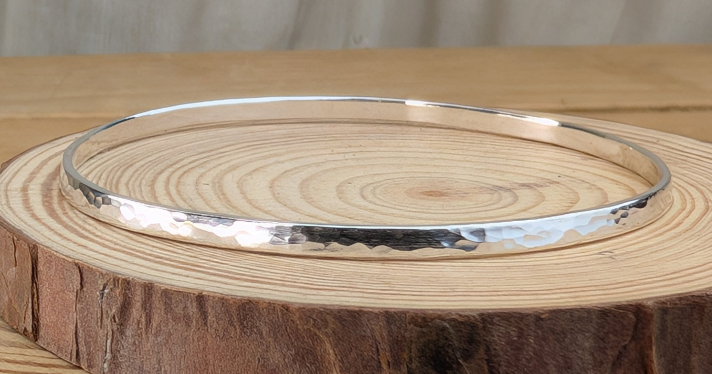 sterling silver textured flat bangle