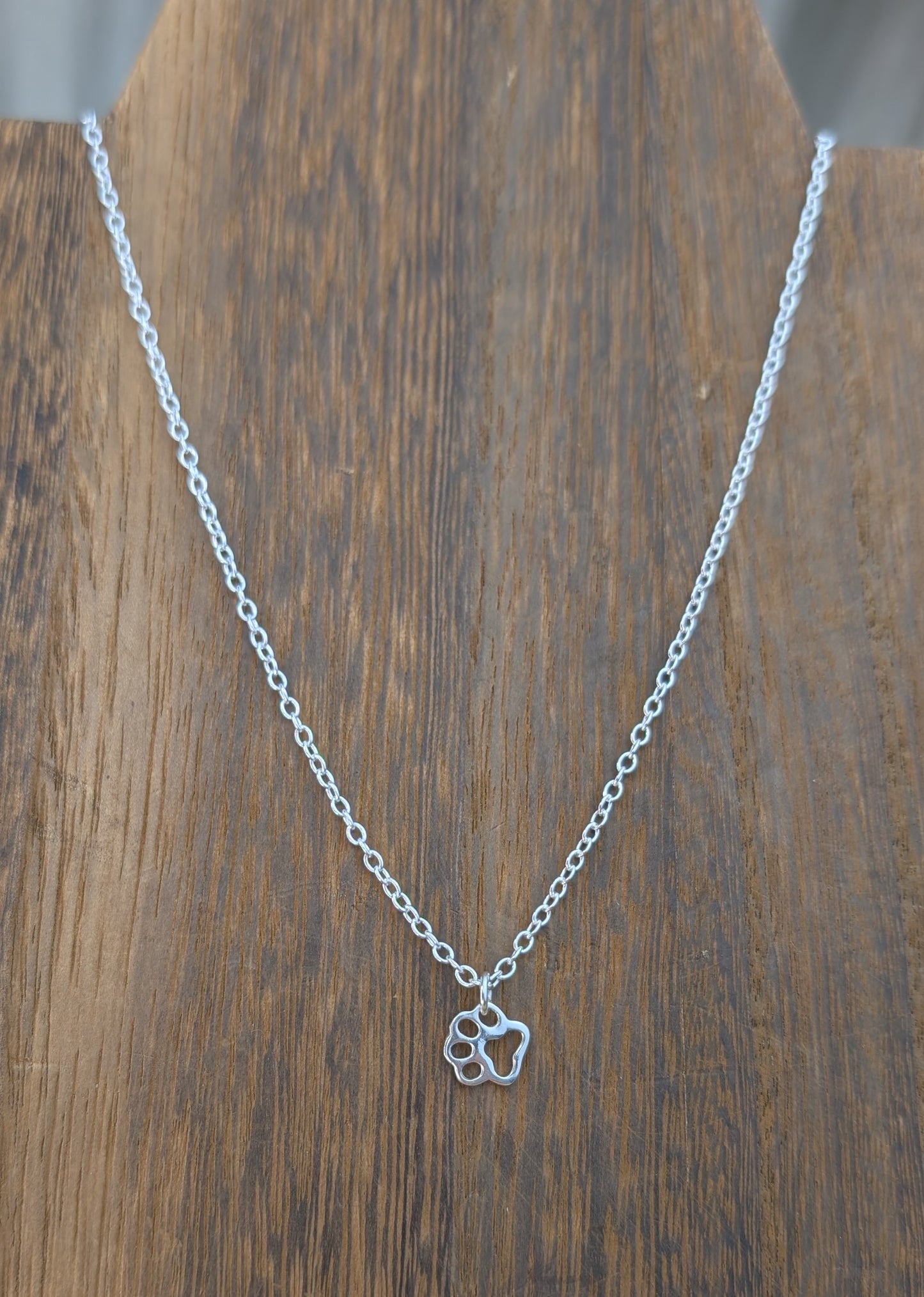 sterling silver paw print necklace