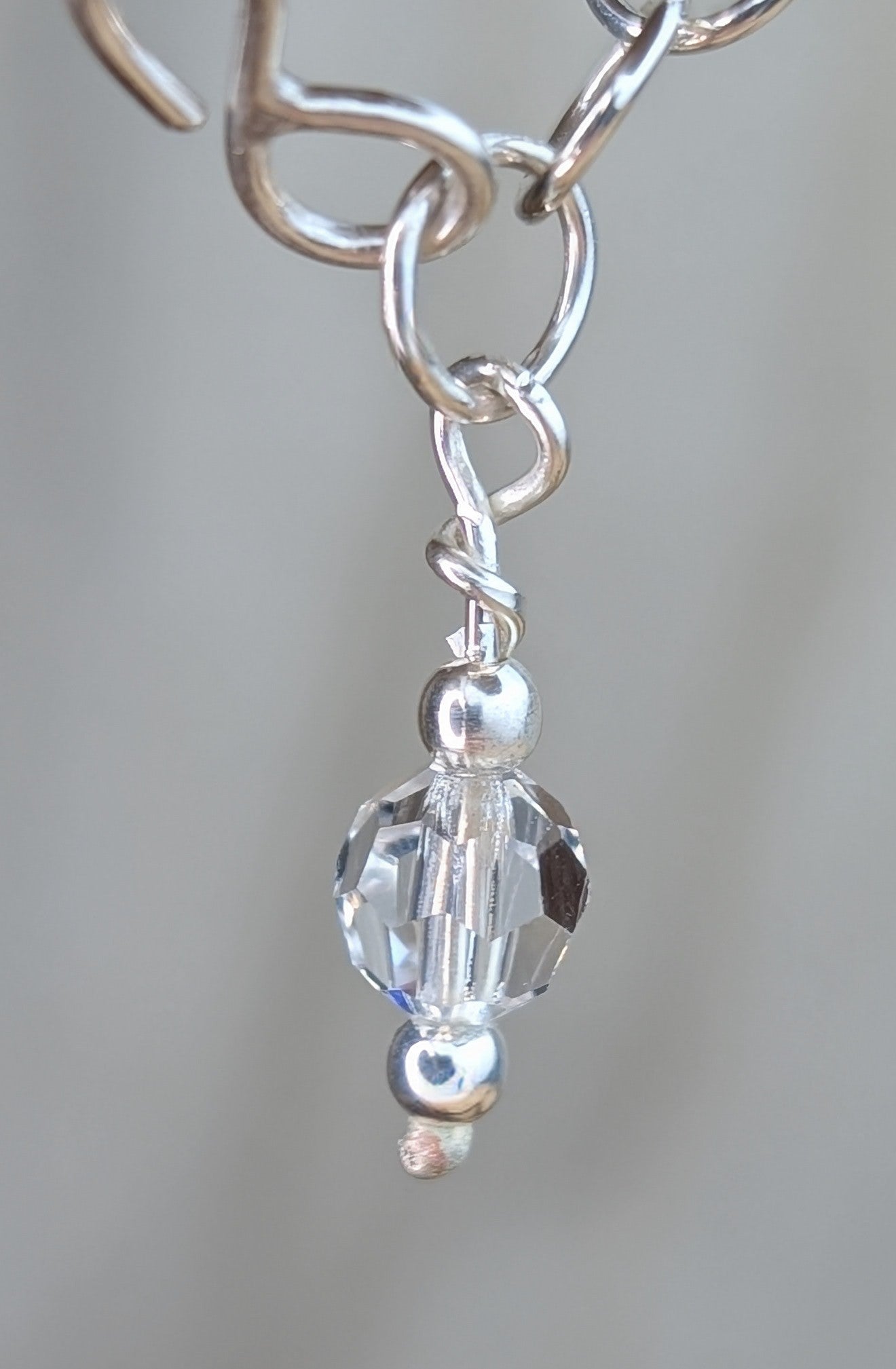 sterling silver round trace chain bracelet with a Preciosa crystal bead