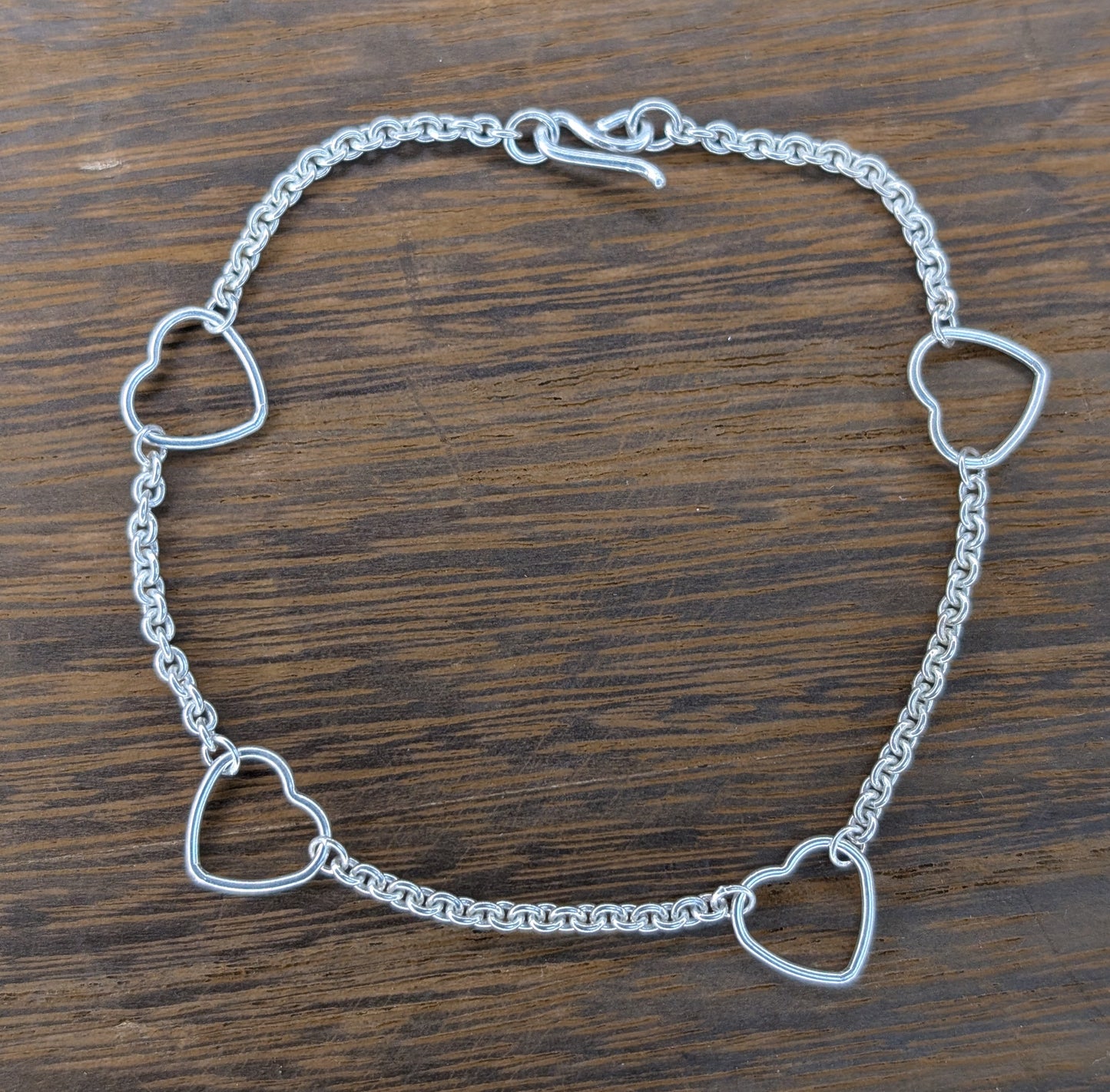 sterling silver heart chain bracelet