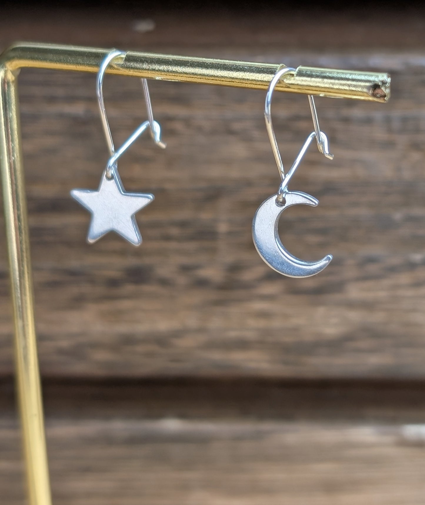 sterling silver moon and star charm dangle earrings