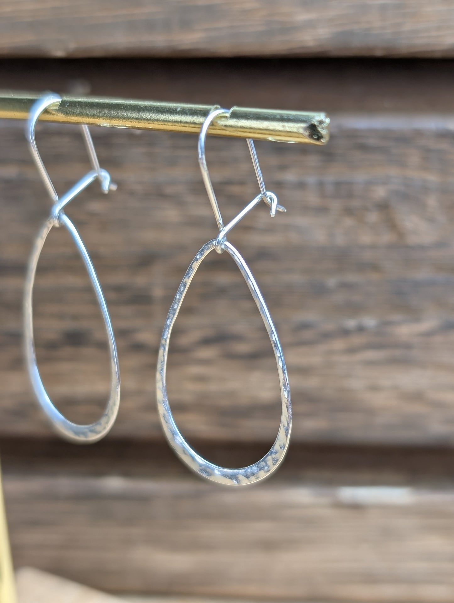 sterling silver hammered teardrop dangle earrings