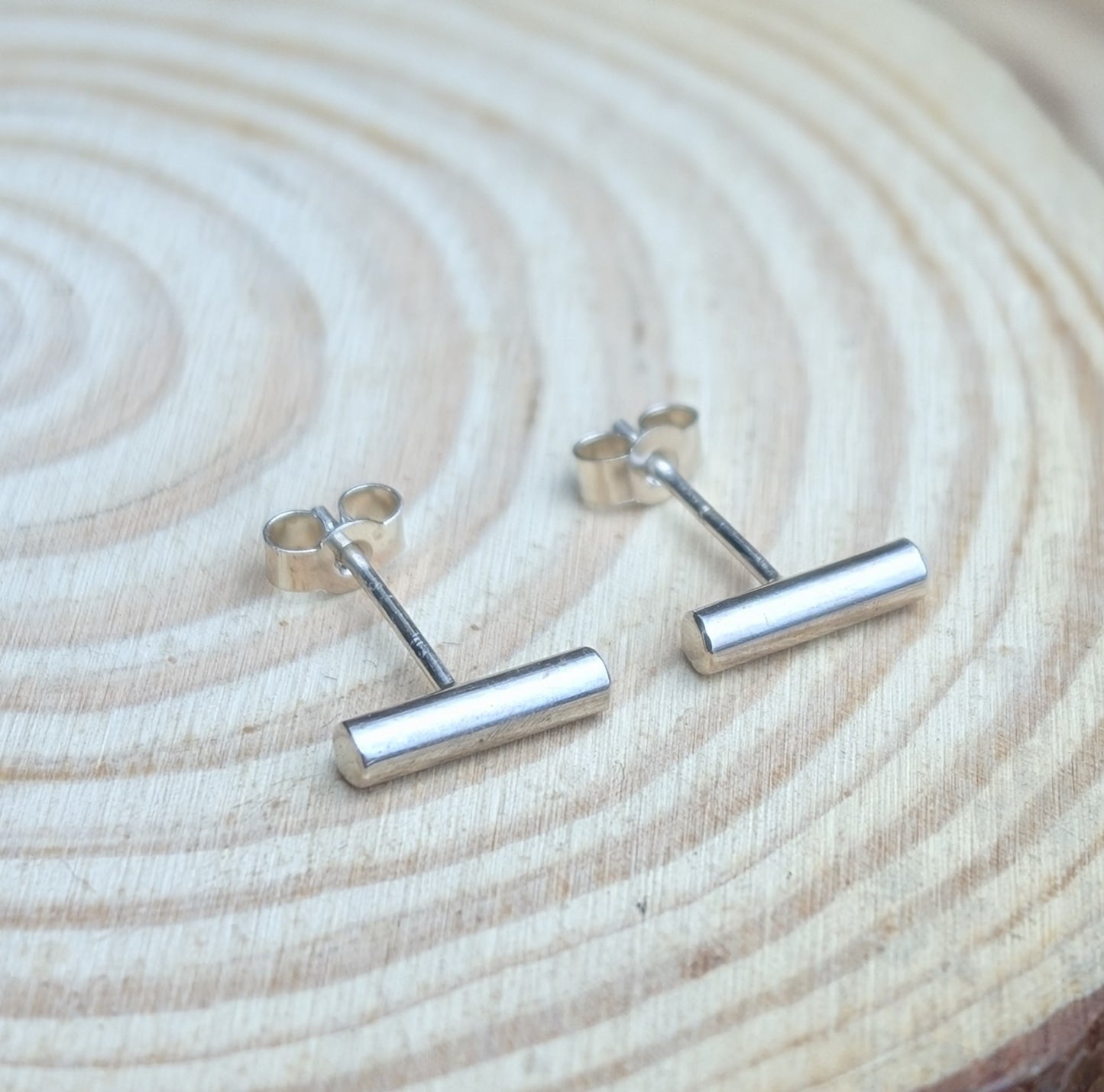 sterling silver round bar stud earrings