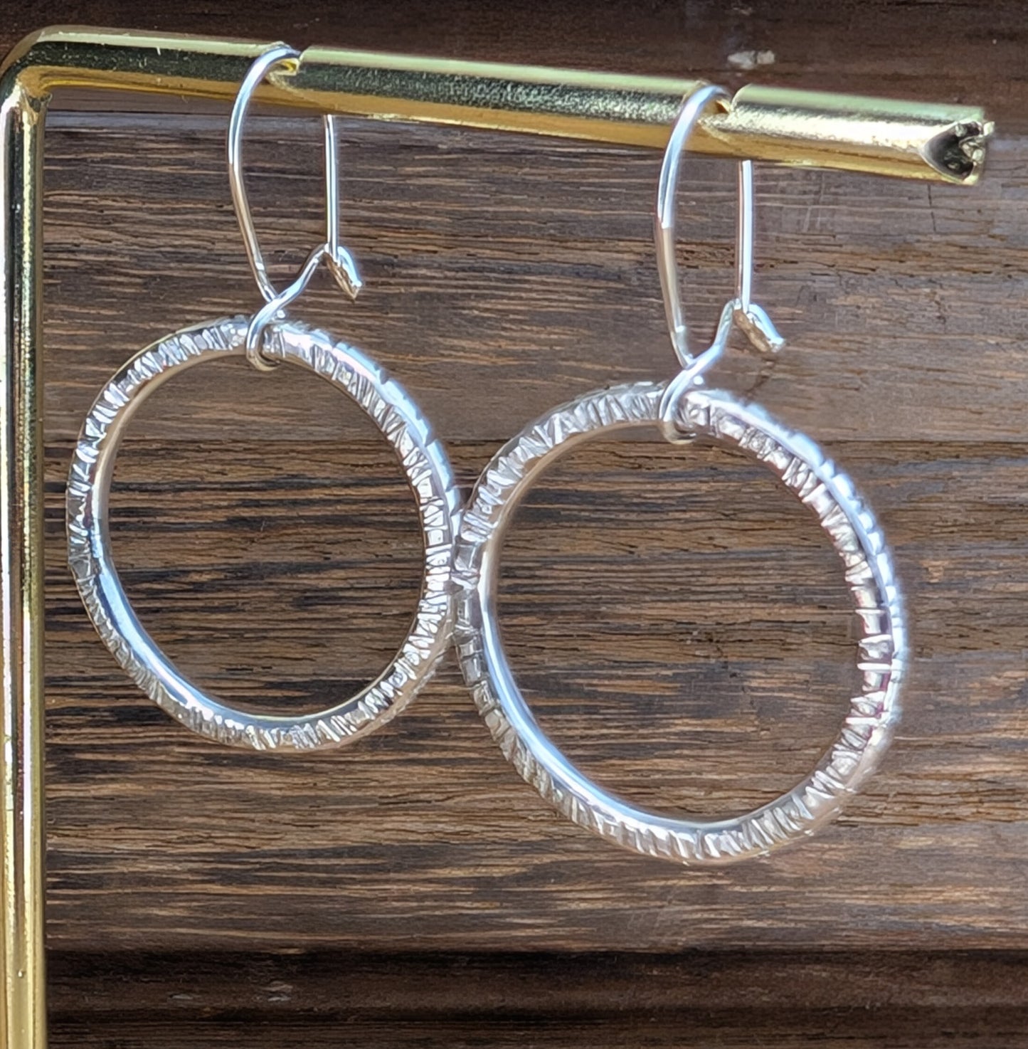 sterling silver medium circle dangle earrings