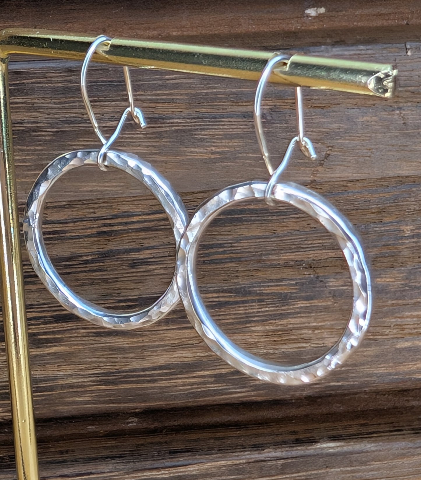 sterling silver medium circle dangle earrings