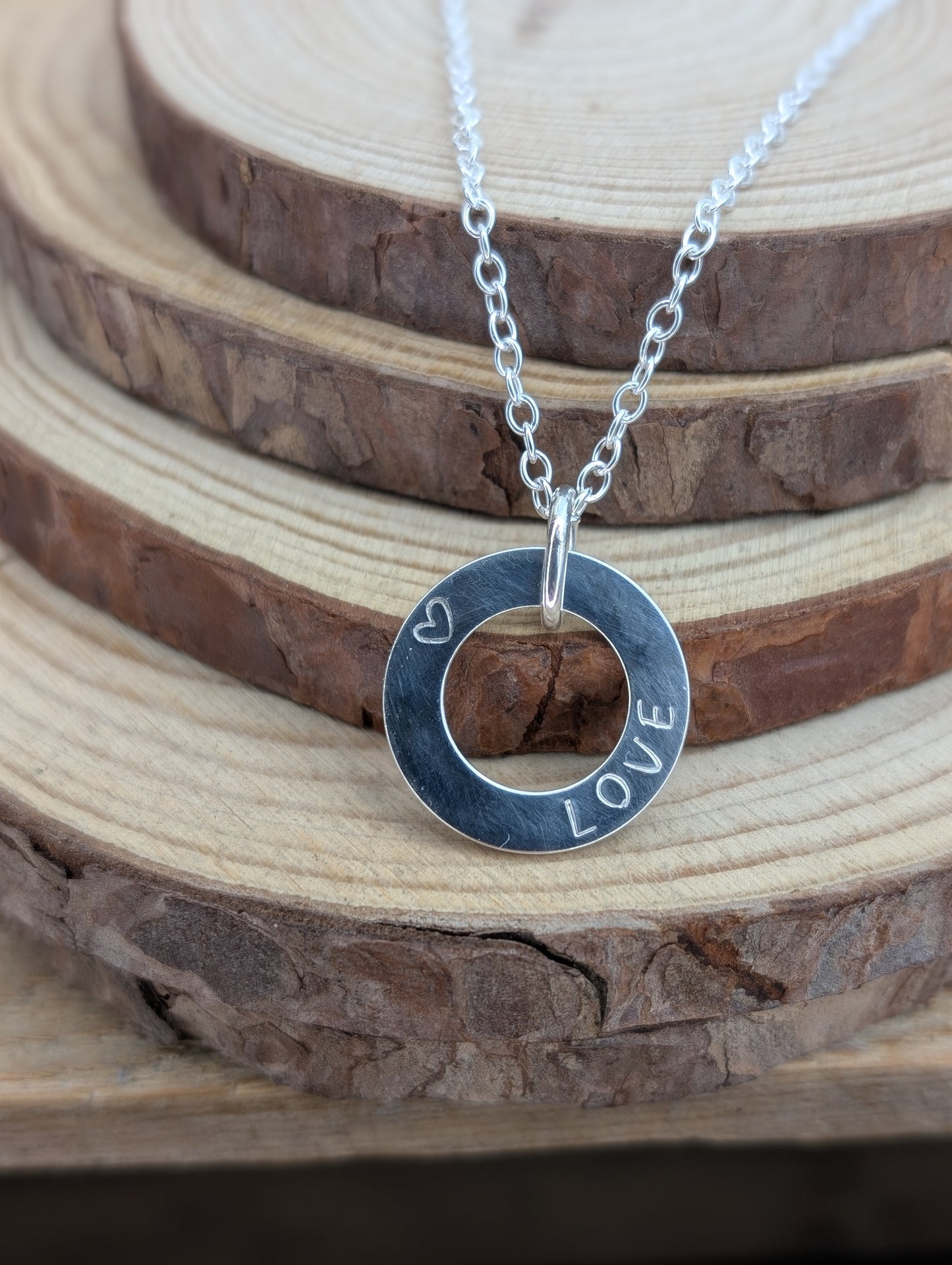 sterling silver love washer pendant