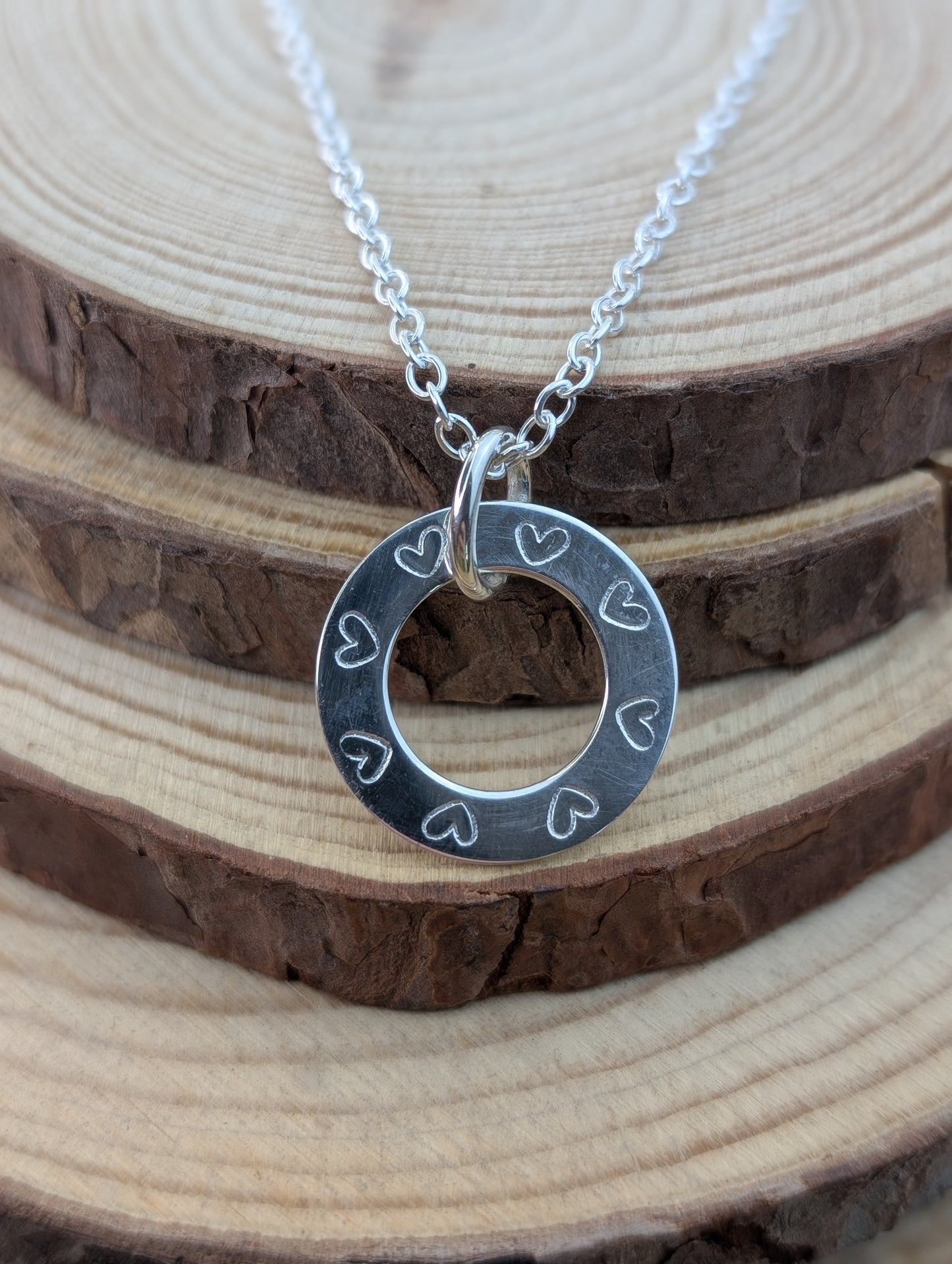 sterling silver love washer pendant