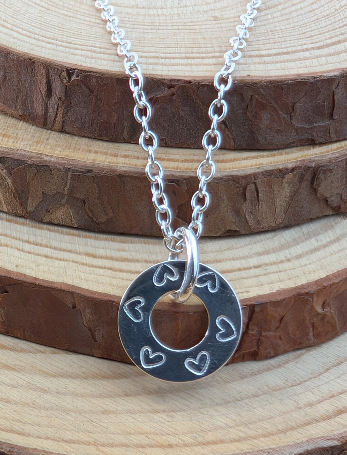 sterling silver love washer pendant