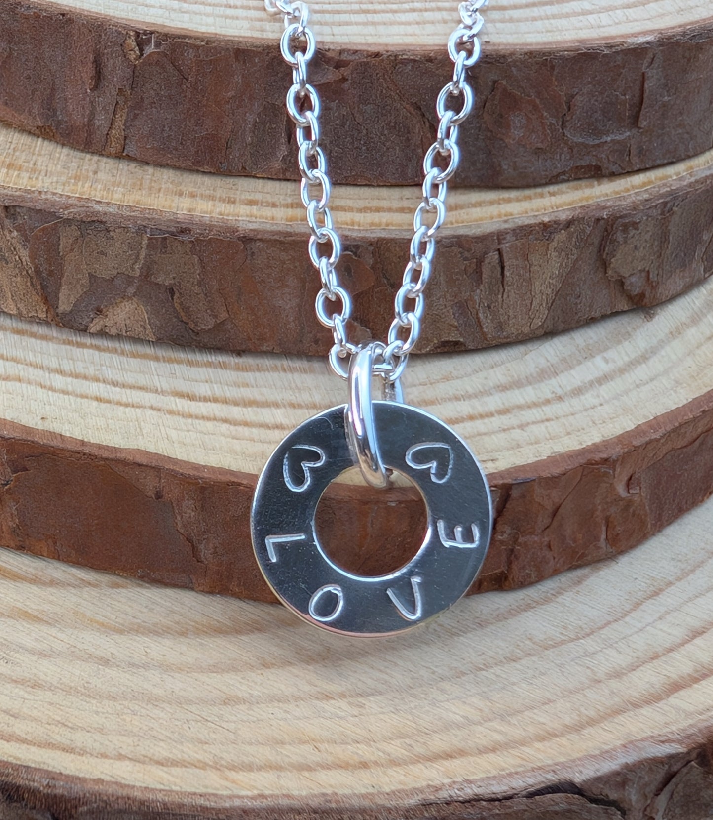 sterling silver love washer pendant
