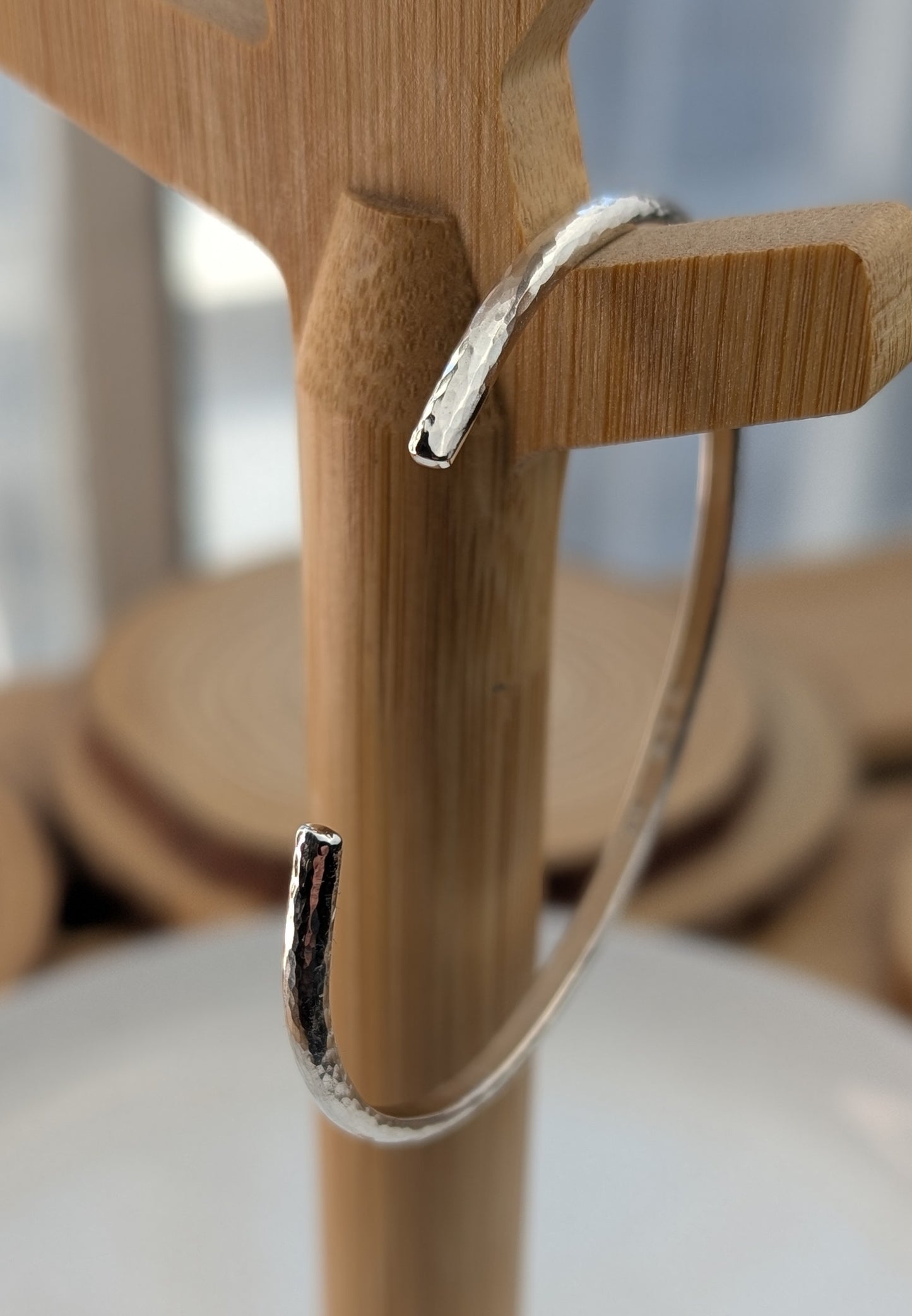 sterling silver adjustable hammered curved cuff