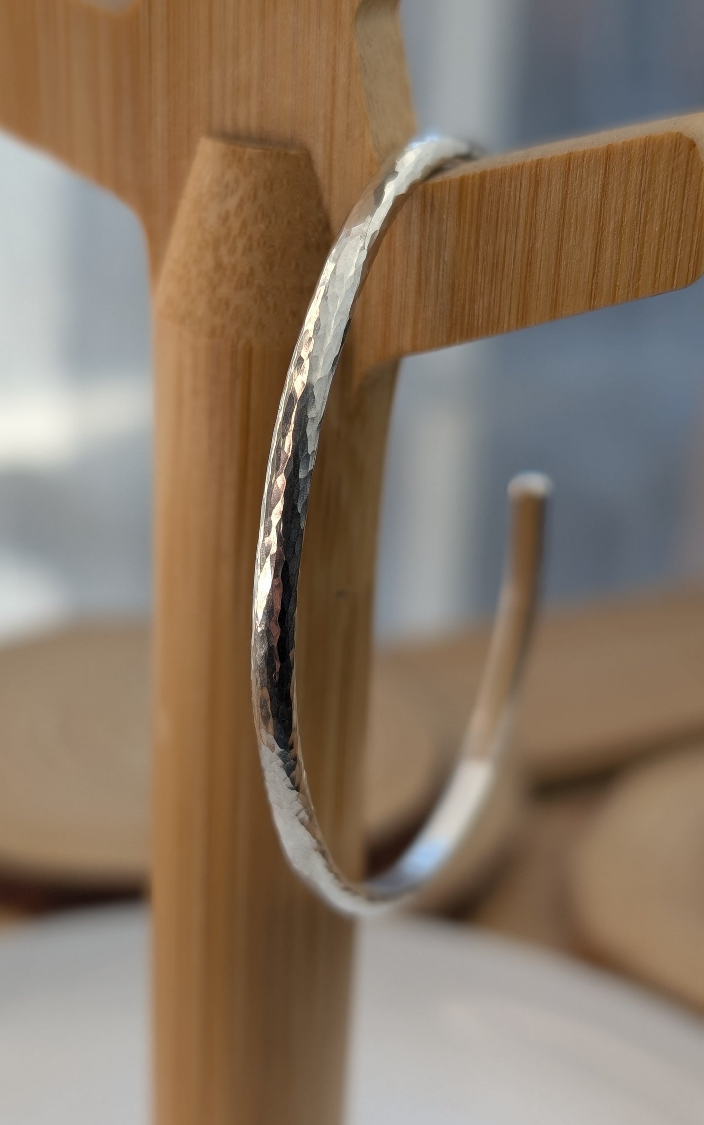 sterling silver adjustable hammered curved cuff