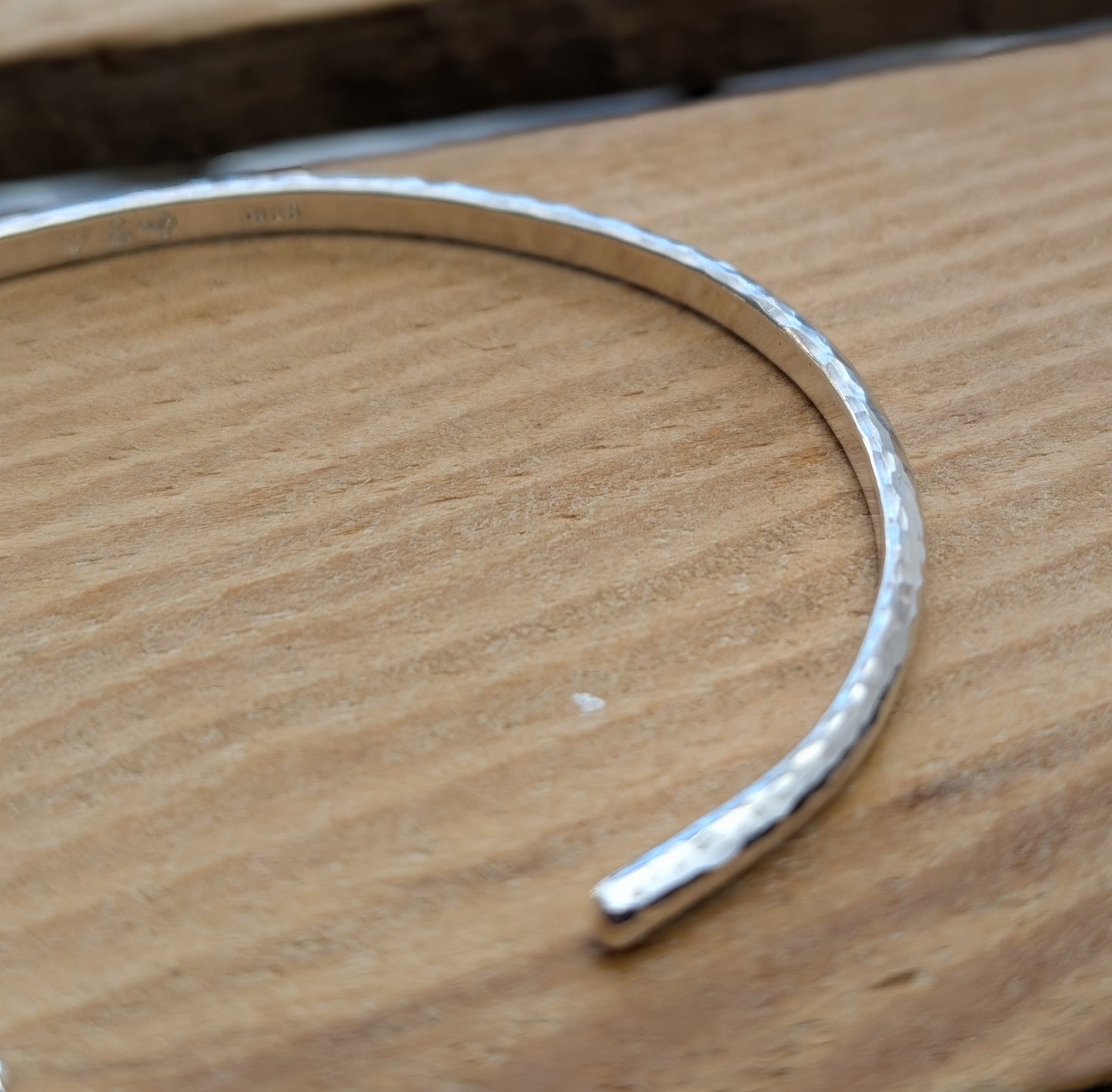 sterling silver adjustable hammered curved cuff