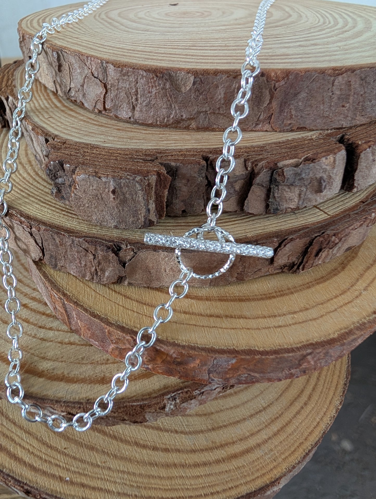 sterling silver sparkle t-bar necklace