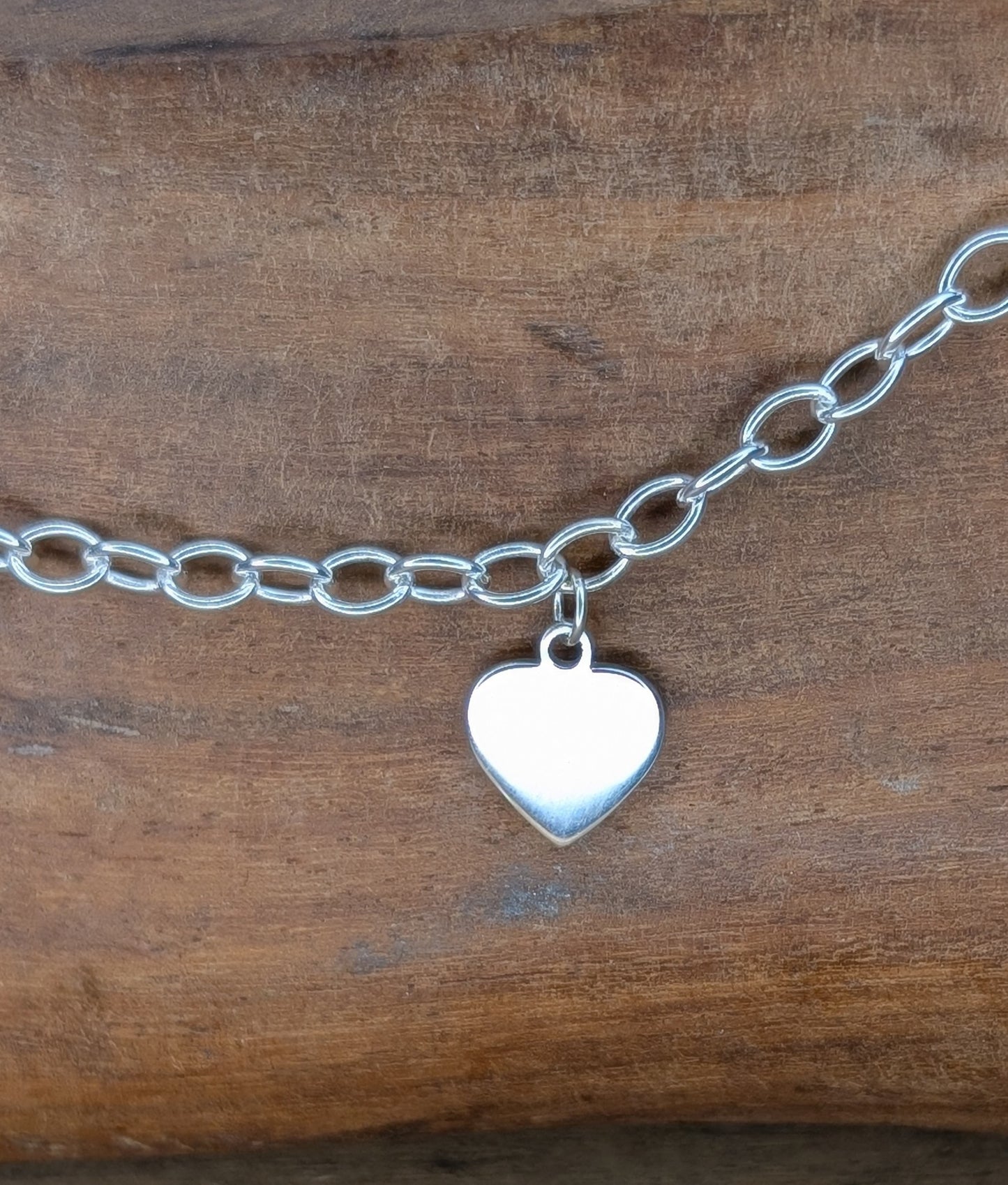sterling silver heart charm ankle chain