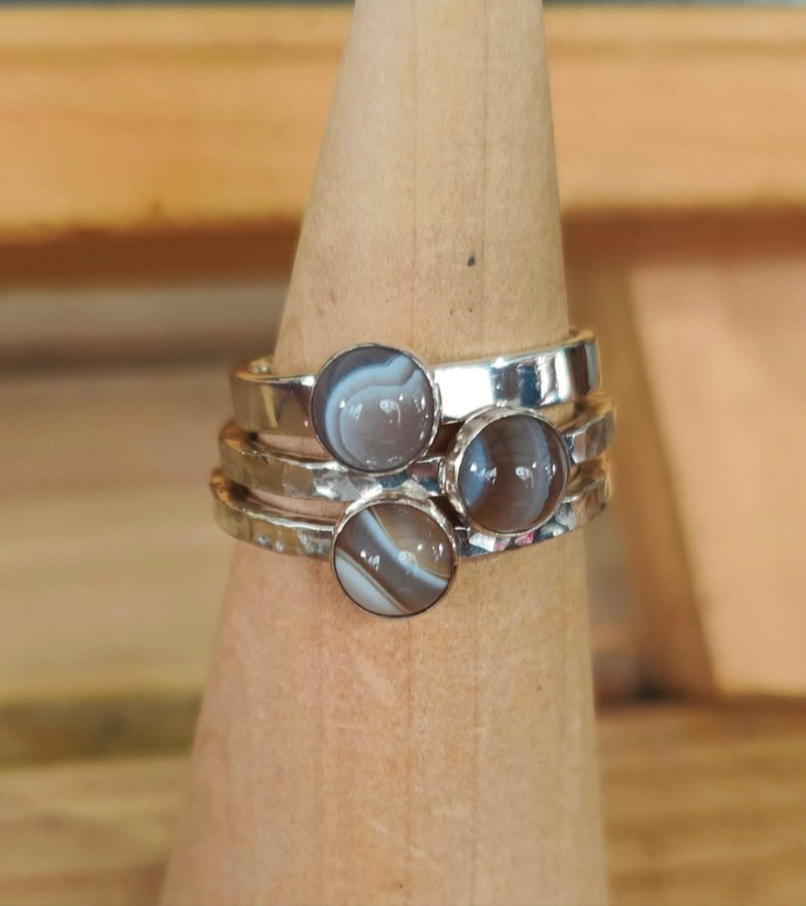 sterling silver botswana agate ring