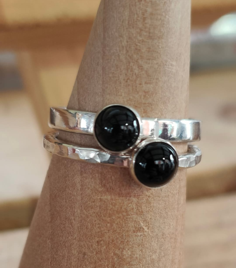 sterling silver onyx stacking ring