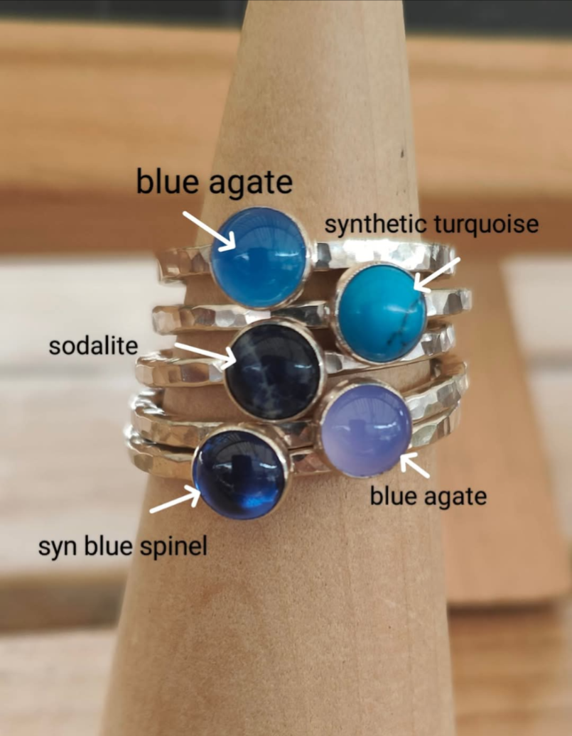 sterling silver blue spinel stacking ring