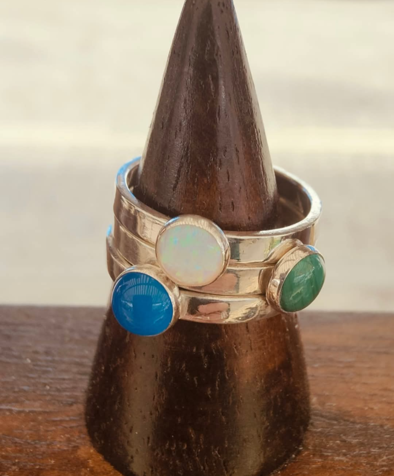 sterling silver blue agate ring