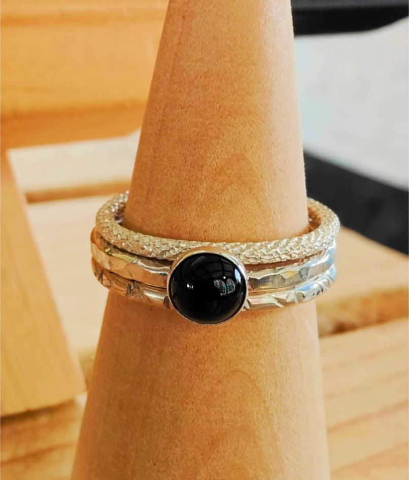 sterling silver onyx stacking ring