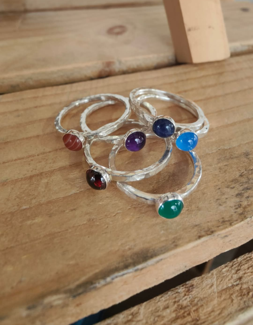sterling silver amethyst stacking ring