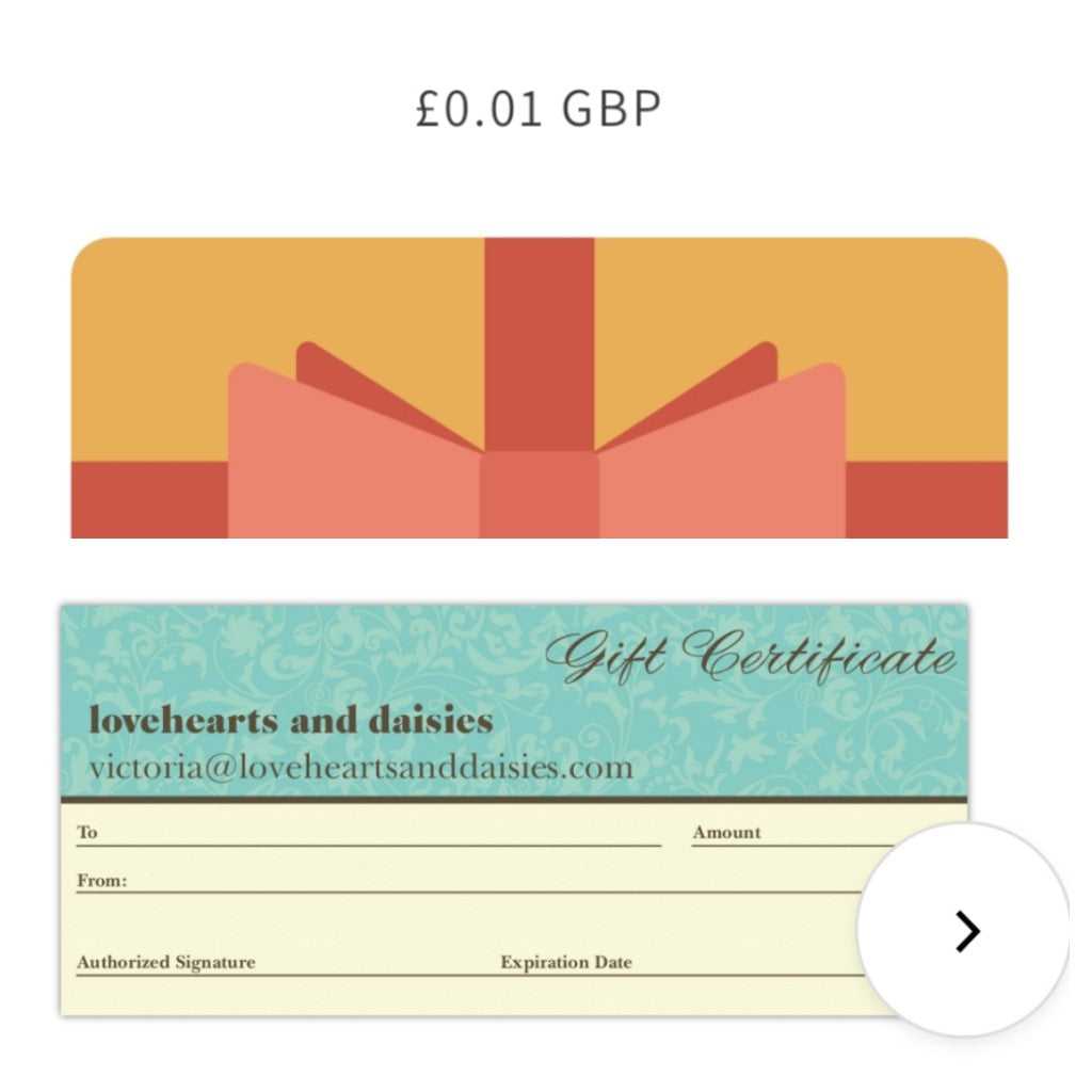 lovehearts and daisies gift vouchers