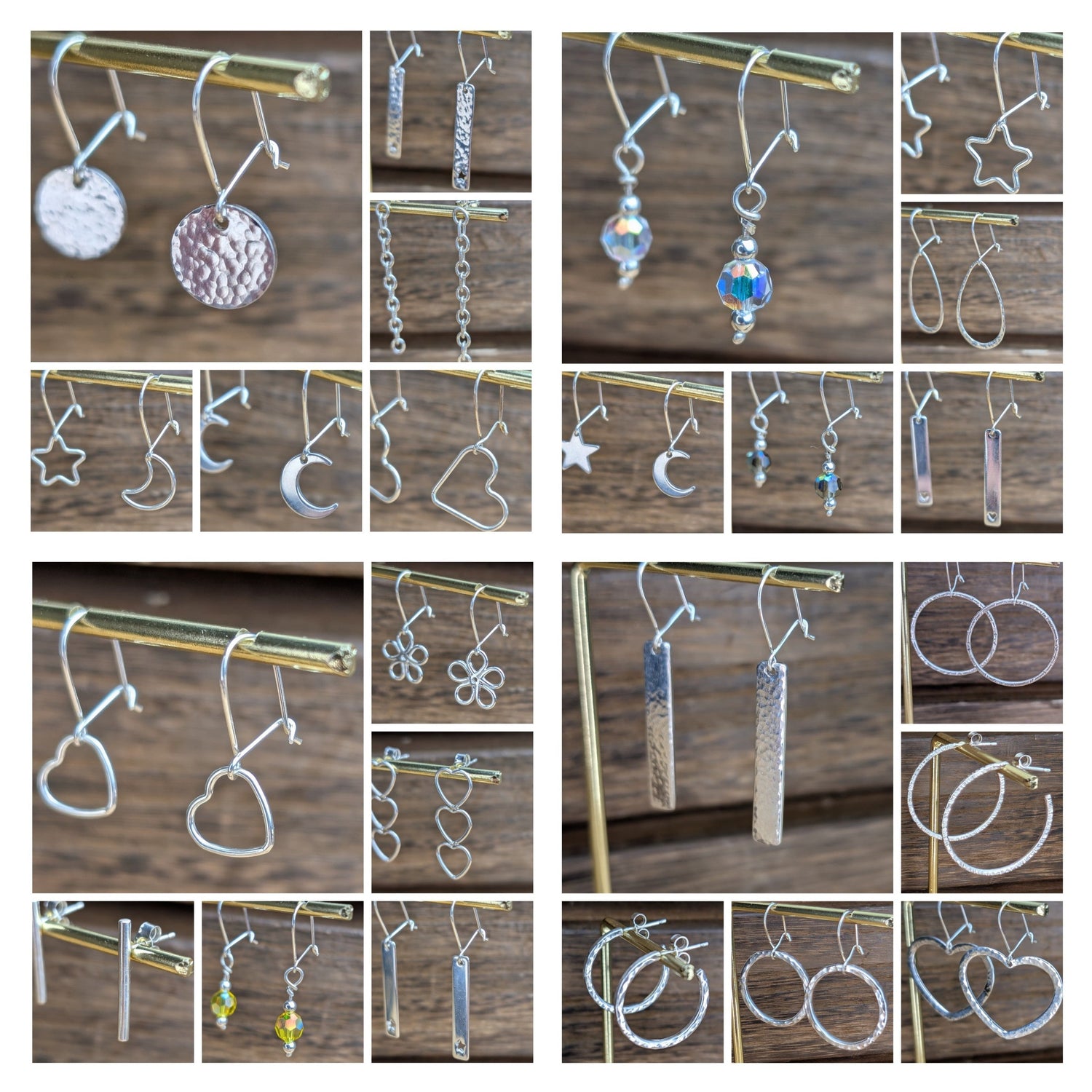 sterling silver dangle and half hoop earrings