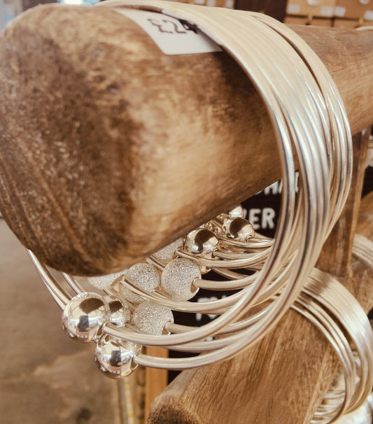 sterling silver bead bangle