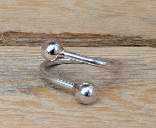 sterling silver adjustable beaded wrap ring