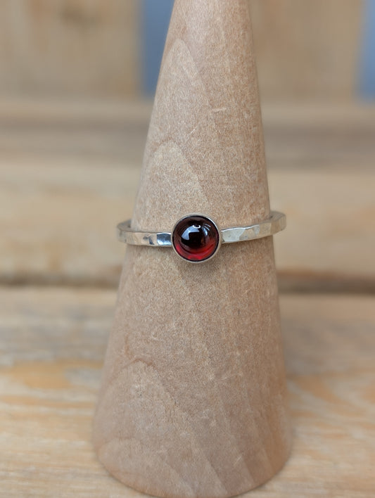 sterling silver garnet stacking ring