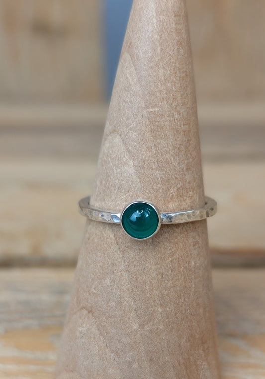 sterling silver green agate stacking ring