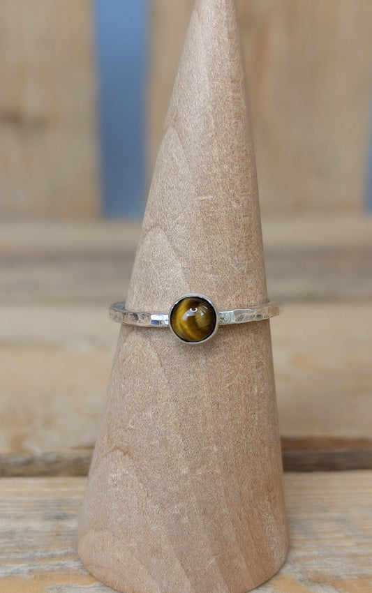 sterling silver tiger's eye stacking ring