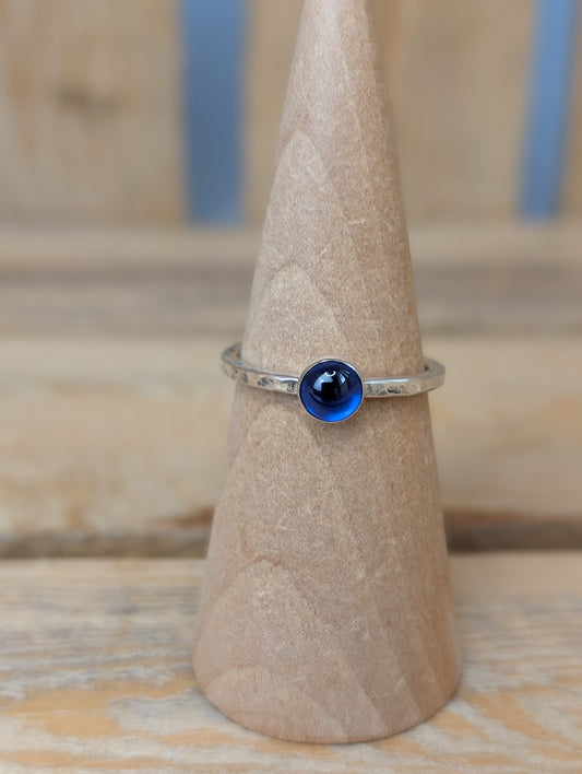 sterling silver blue spinel stacking ring