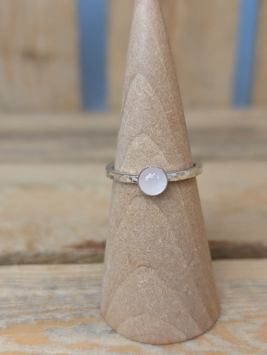 sterling silver rose quartz stacking ring